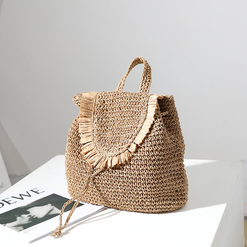 Backpack Straw Bag Mori Casual Tassel Straw Bag Woven Bag Women Same Seaside Vacation Beach Bag Bella Mia
